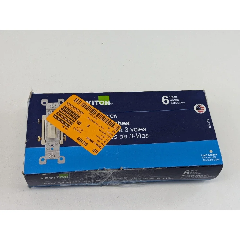 6 Pack Leviton 3-Way Switches15A 120V Control 3 way Light Almond 1453-2TM